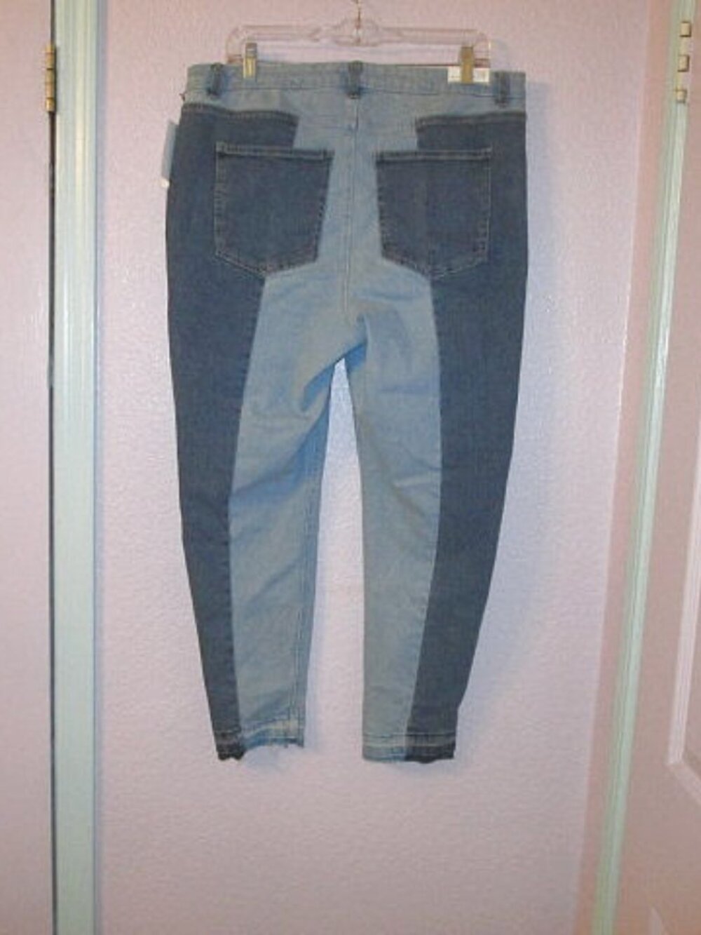 Vtg 90s Patchwork Jeans Size 14 Stretch Denim High Rise Tapered Punk Indie NWT